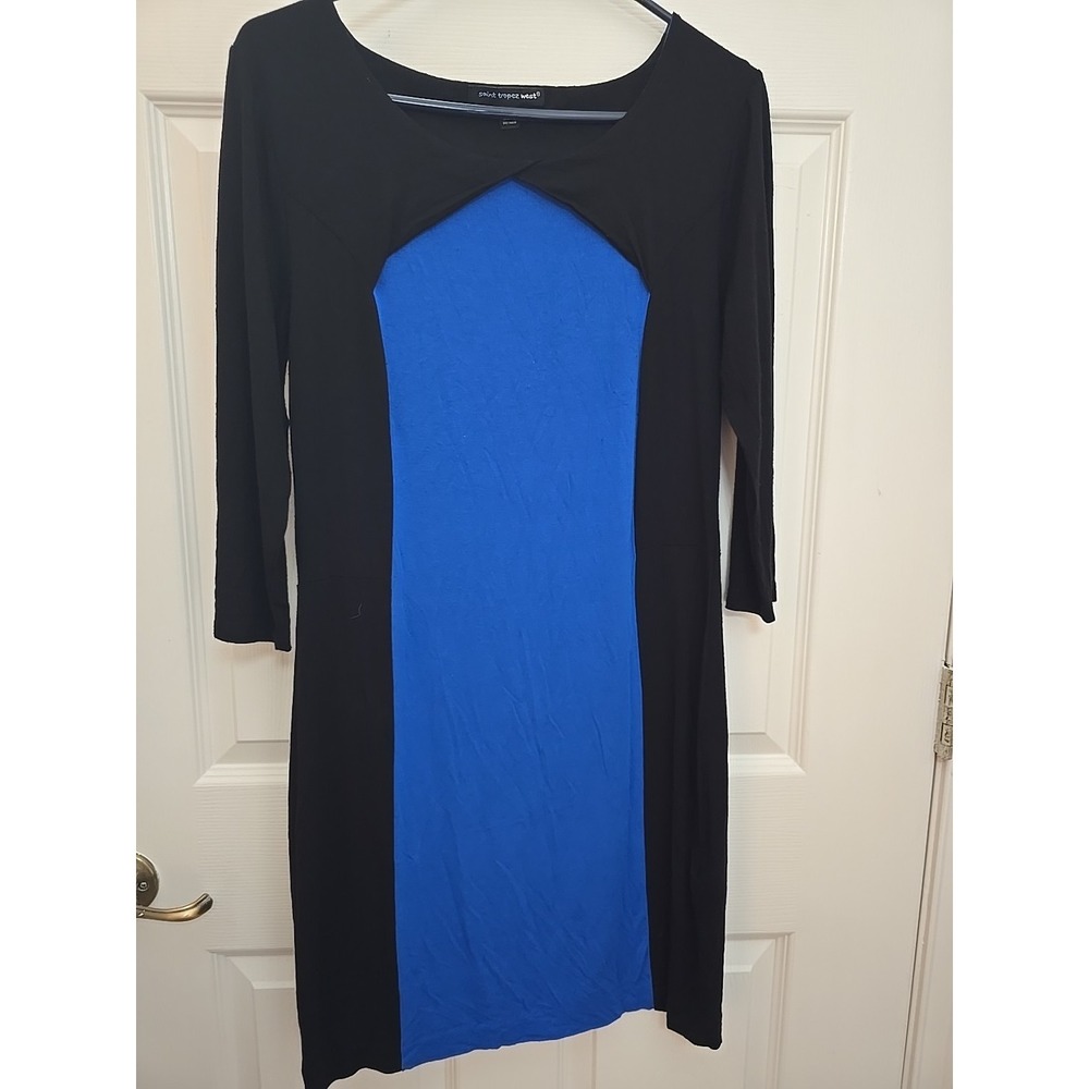 Women's Large Saint Tropez West Dress Black/Blue Stretchy
